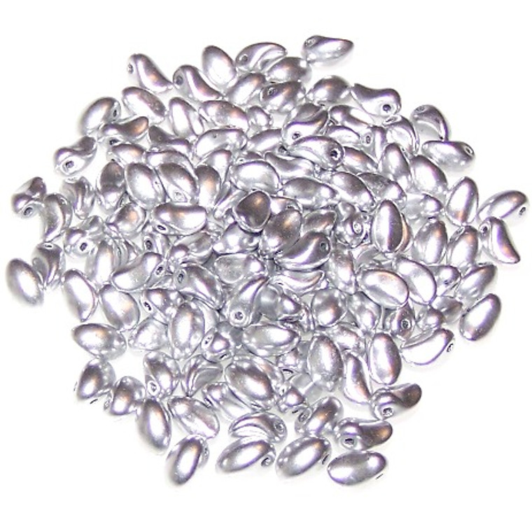 4x6mm Czech Glass Tulip Petal Beads - Aluminum Silver