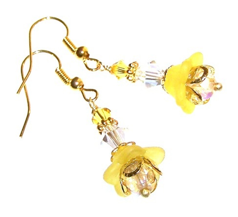 Vibrant Yellow Flowers Earrings Beaded Jewelry Making Kit