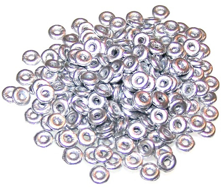 4x1mm Czech Glass O-Beads - Aluminium Silver