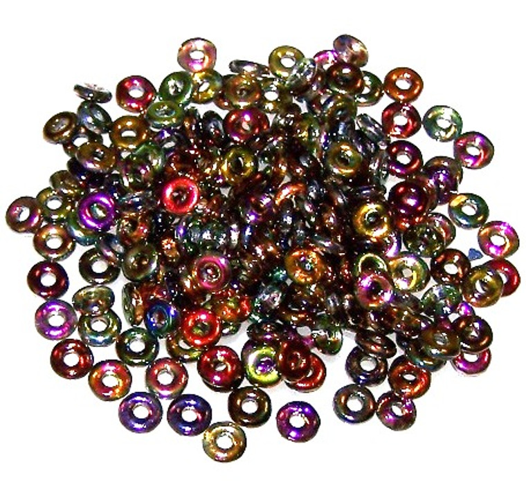 4x1mm Czech Glass O-Beads - Crystal Magic Copper