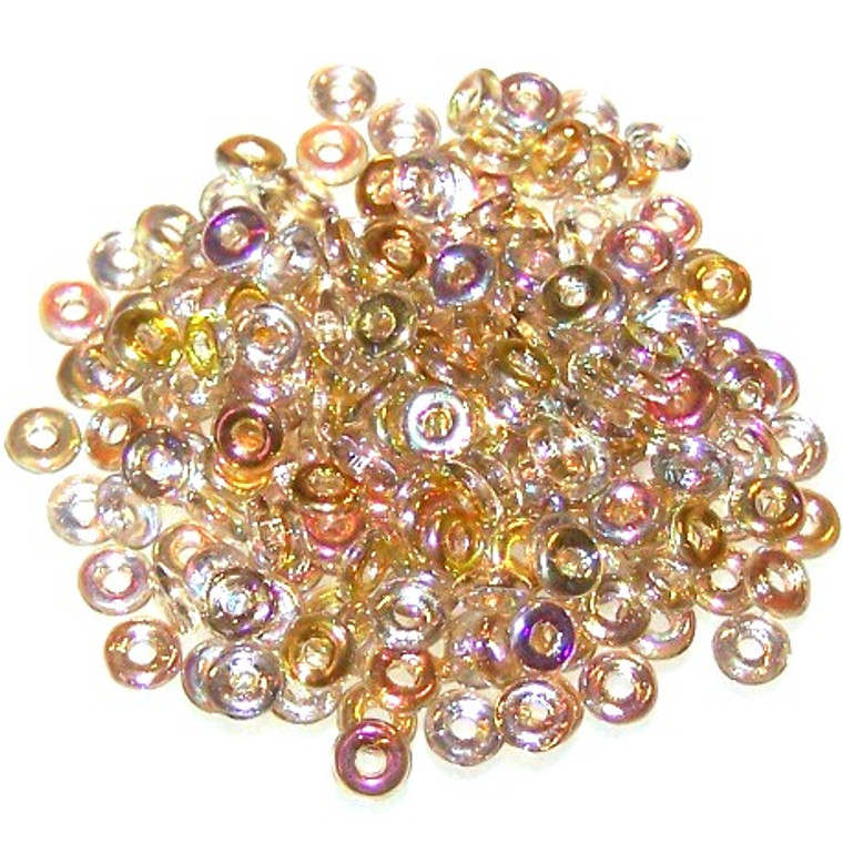 4x1mm Czech Glass O-Beads - Crystal Lemon Rainbow