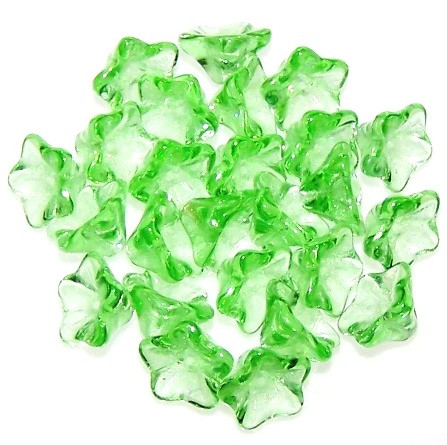 Czech Glass 8x13mm 5-Petal Trumpet Flower Beads - Peridot