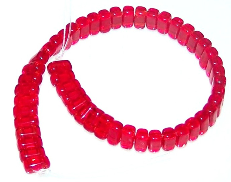 Czech Glass 2-Hole 3x6mm Brick Beads - Siam Ruby