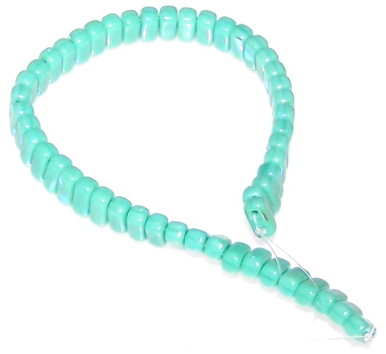 Czech Glass 2-Hole 3x6mm Brick Beads - Peacock Green Turquoise