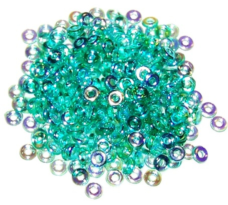 4x1mm Czech Glass O-Beads - Emerald AB