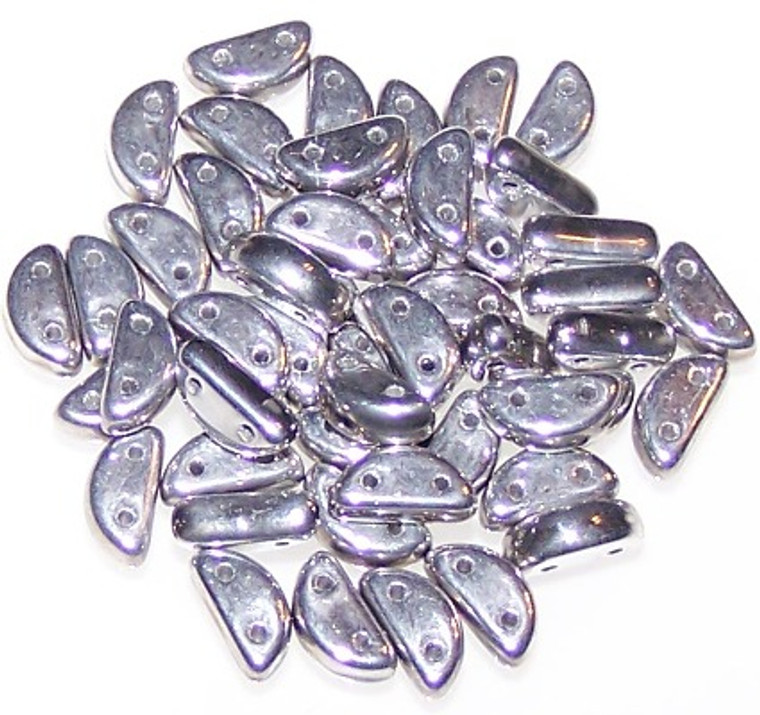 Czech Glass 2-Hole 8x4mm Half Moon Beads - Crystal Labrador Full