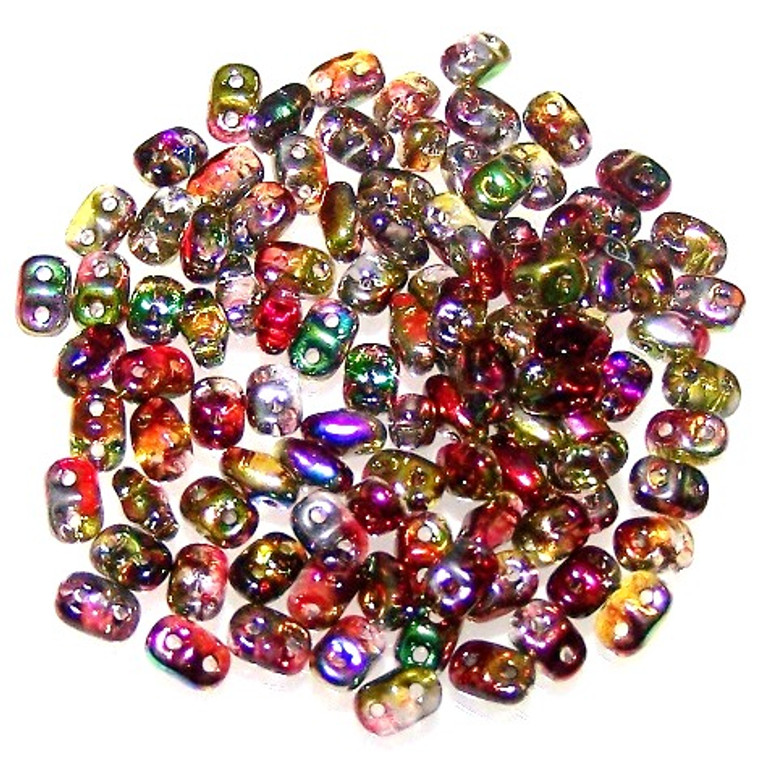 MiniDuo Czech Glass Beads - Crystal Magic Red Yellow