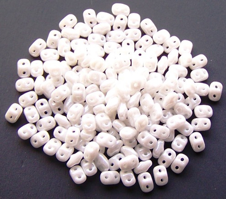 MiniDuo Czech Glass Beads - Chalk White Luster