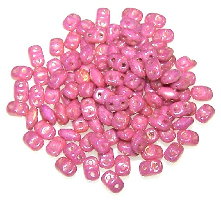 MiniDuo Czech Glass Beads - Chalk Red Luster