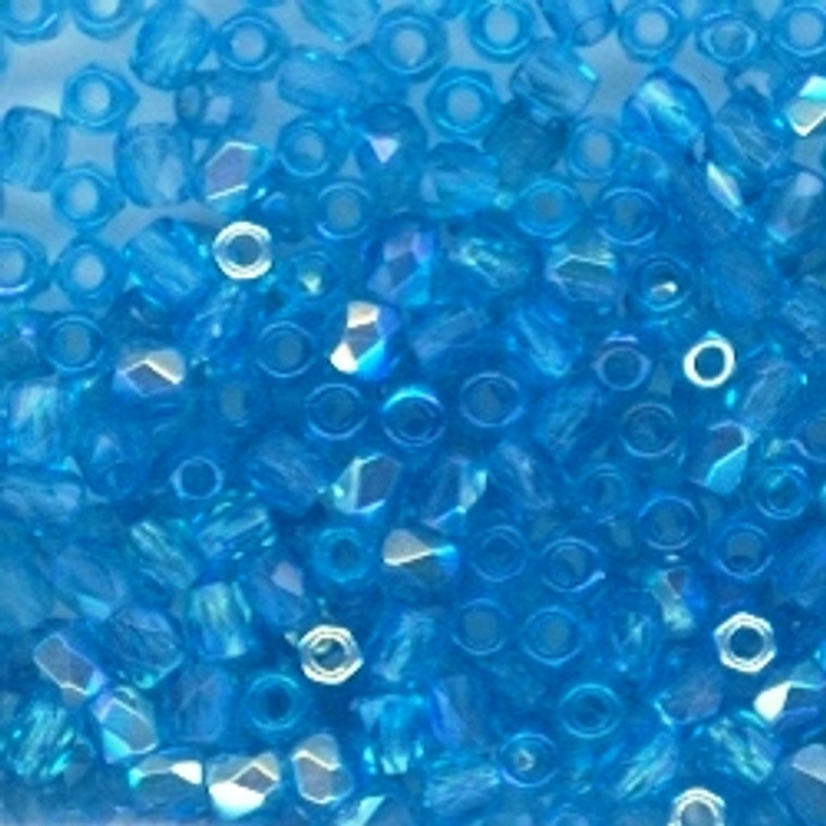 Czech 2mm Fire-Polished Glass Beads - Aqua AB