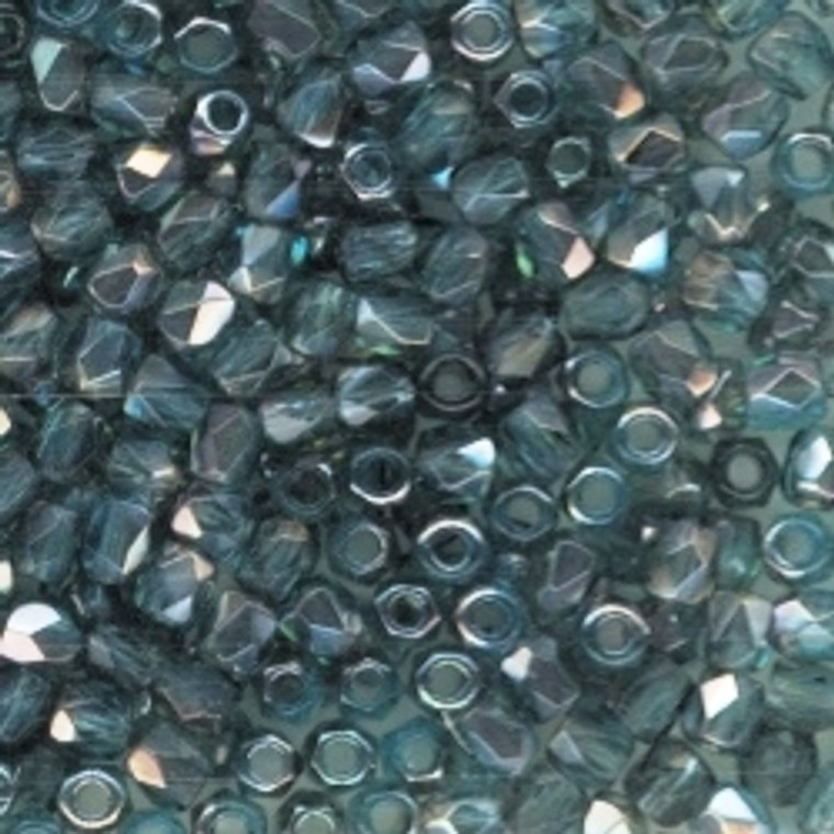 Czech 2mm Fire-Polished Glass Beads - Aqua Celsian