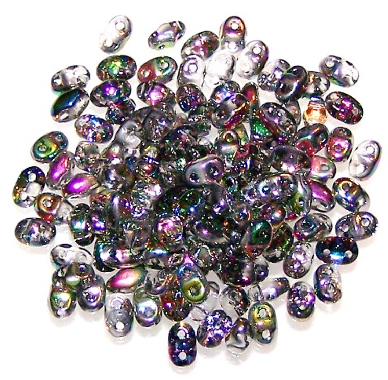 MiniDuo Czech Glass Beads - Crystal Vitrail