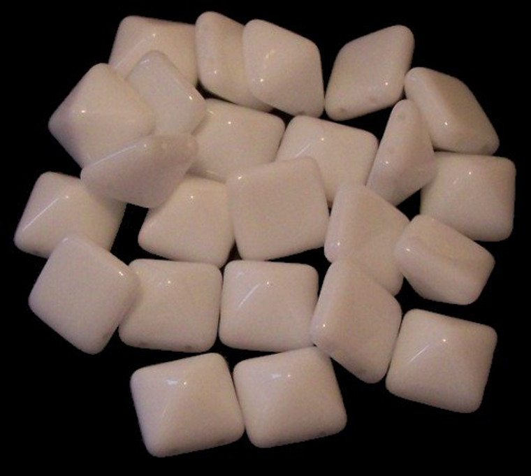 Czech Glass 12mm Pyramid Beads - White