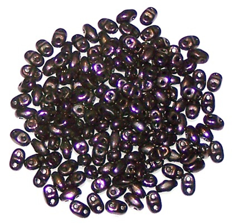 MiniDuo Czech Glass Beads - Jet Copper