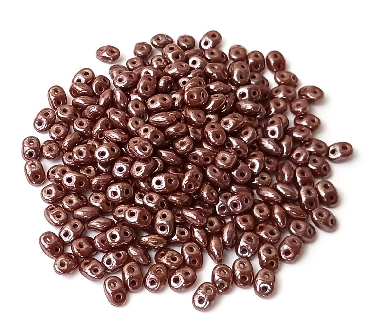 Superduo Beads - Umber Opaque White Luster