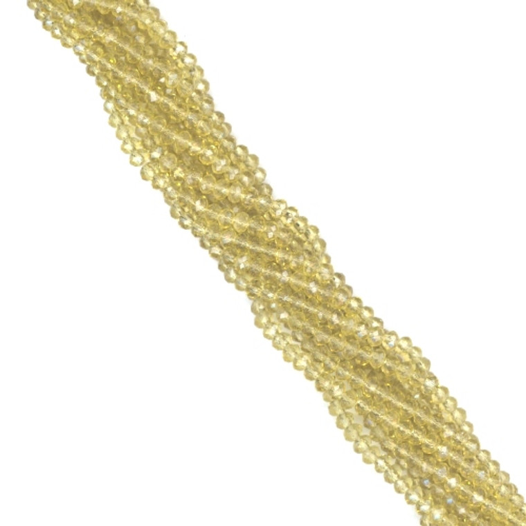 3x2mm Glass Crystal Rondelle Beads - Champagne