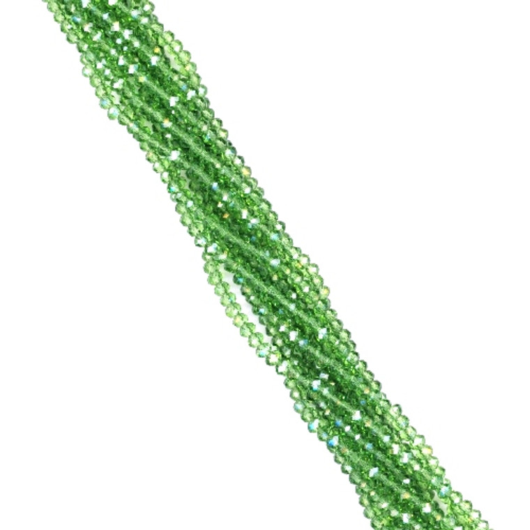 2.5x1.5mm Glass Crystal Mini Rondelle Beads - Peridot