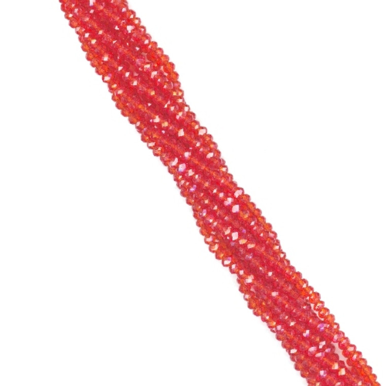 2.5x1.5mm Glass Crystal Mini Rondelle Beads - Red