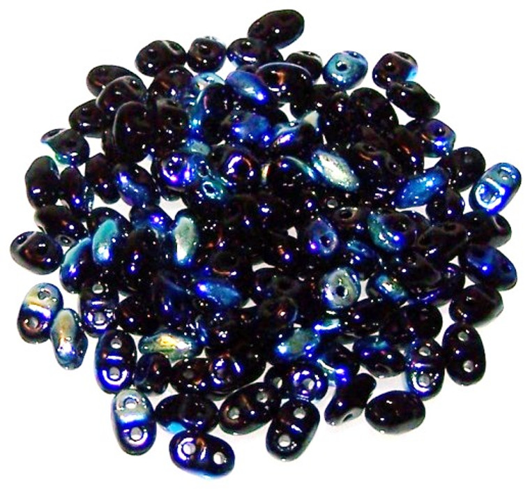 MiniDuo Czech Glass Beads - Jet AB