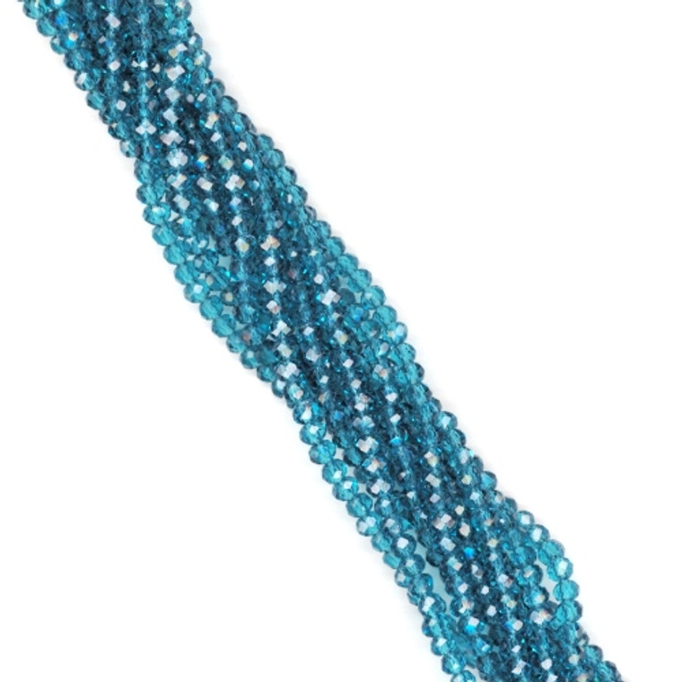 3x2mm Glass Crystal Rondelle Beads - Blue Diamond