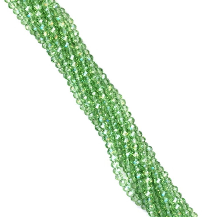 3x2mm Glass Crystal Rondelle Beads - Peridot