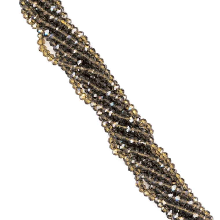 3x2mm Glass Crystal Rondelle Beads - Dark Gold