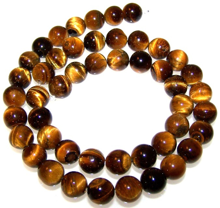 8mm Round Semiprecious Gemstone Beads - Natural Tiger Eye