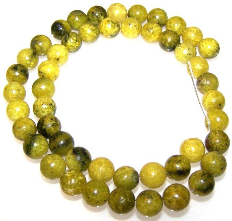 8mm Round Semiprecious Gemstone Beads - Yellow Matrix Jasper