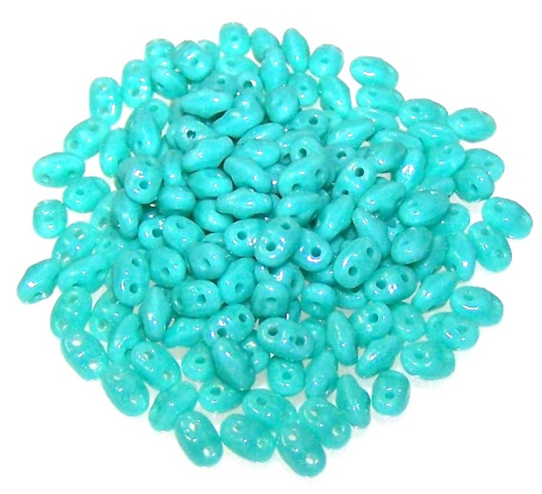 MiniDuo Czech Glass Beads - Green Turquoise