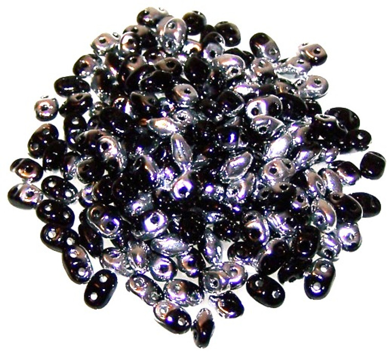 MiniDuo Czech Glass Beads - Jet Labrador