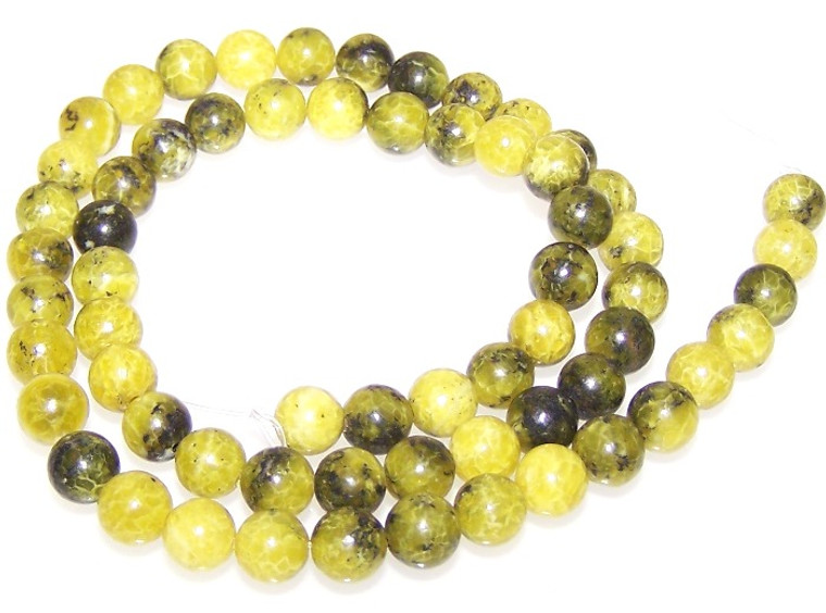 6mm Round Semiprecious Gemstone Beads - Yellow Matrix Jasper