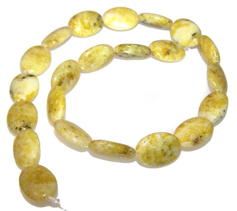 - 13x18mm Puff Oval Semiprecious Gemstone Beads - Yellow Matrix Jasper