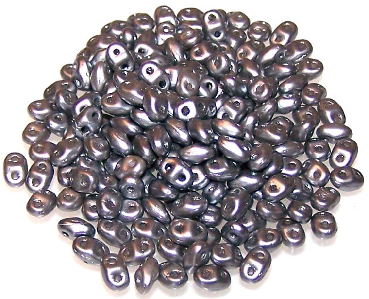 MiniDuo Czech Glass Beads - Pastel Silver