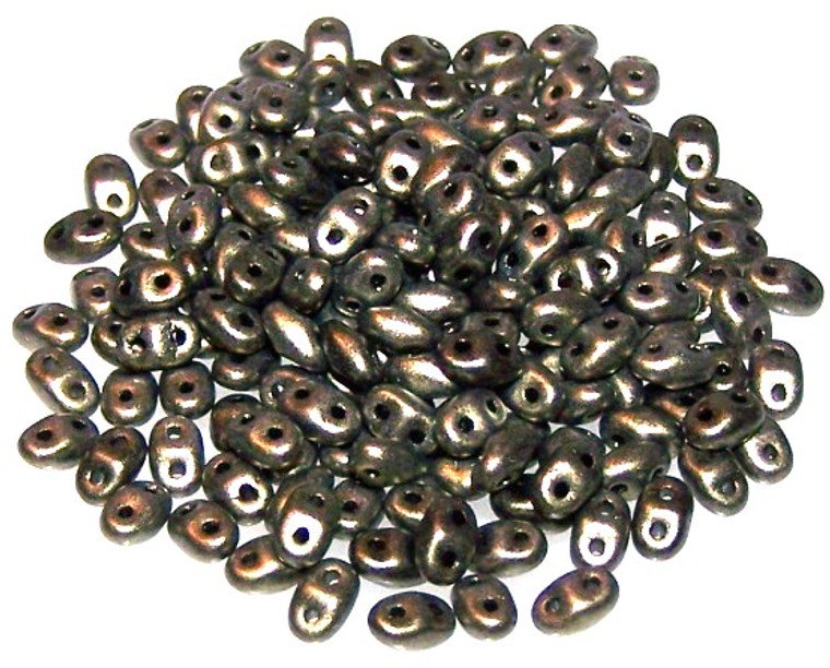 MiniDuo Czech Glass Beads - Metallic Suede Gold