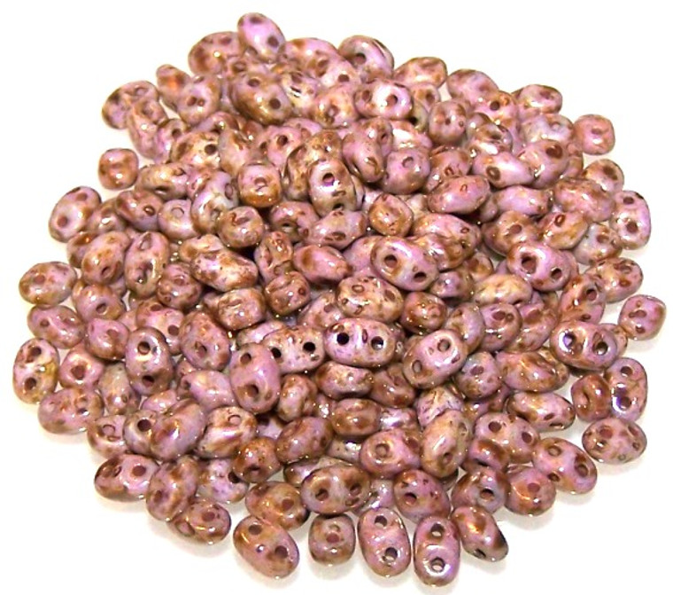 MiniDuo Czech Glass Beads - Luster Opaque Gold Smoky Topaz