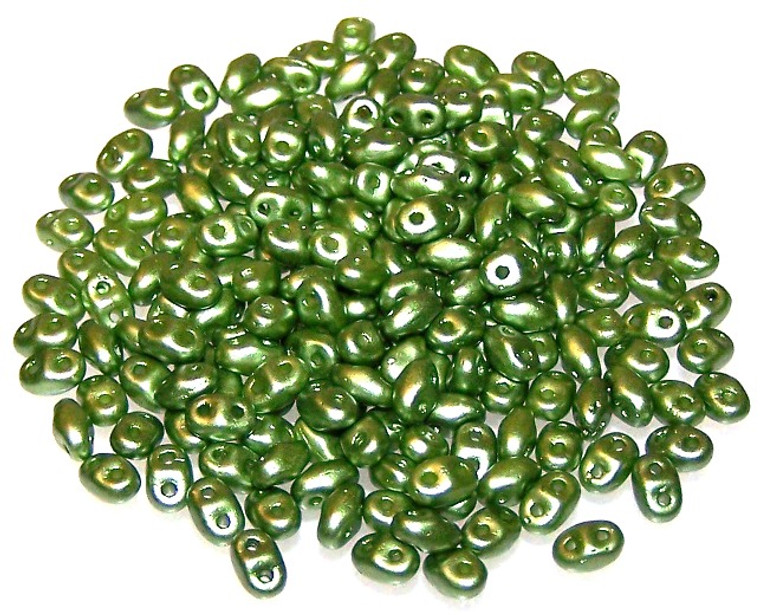 MiniDuo Czech Glass Beads - Pastel Olivine