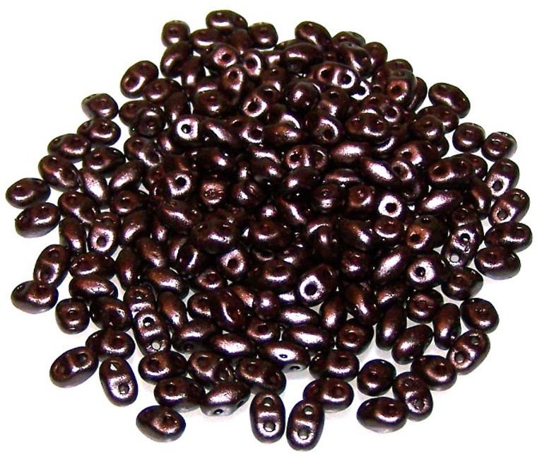 MiniDuo Czech Glass Beads - Pastel Dark Brown