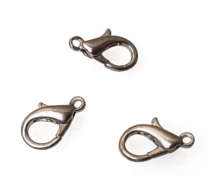 10 Antique Silver-Plated Lobster Clasps - 15x8mm