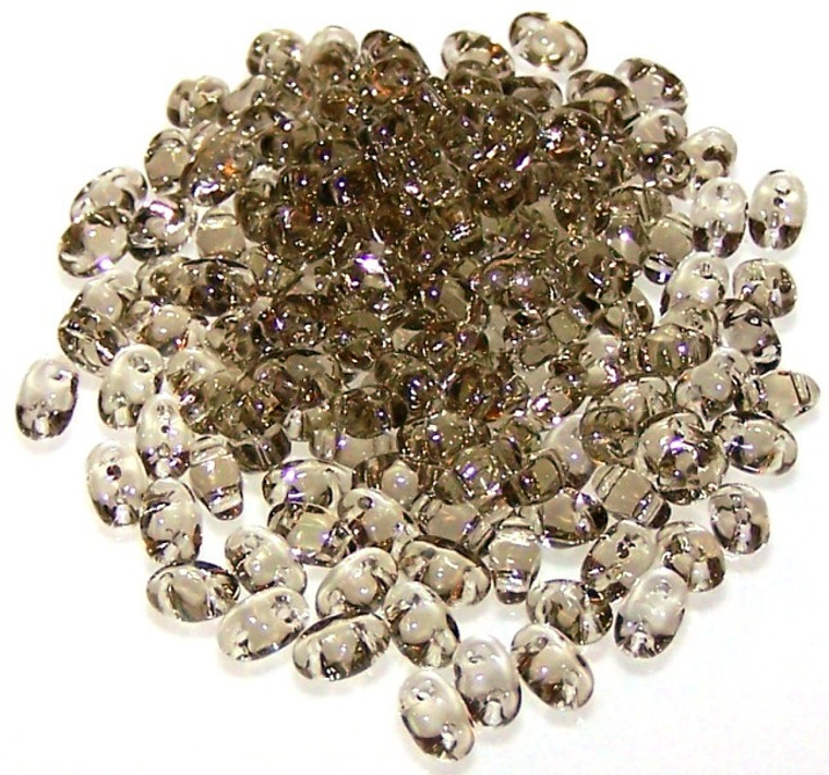 MiniDuo Czech Glass Beads - Black Diamond