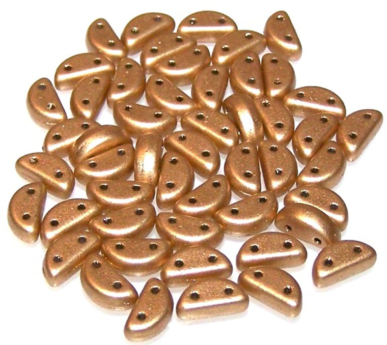 Czech Glass 2-Hole 8x4mm Half Moon Beads - Aztec Gold