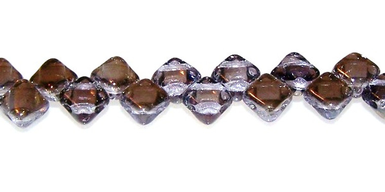 40 Czech Glass Silky 2-Hole 6mm Beads - Alexandrite Valentine