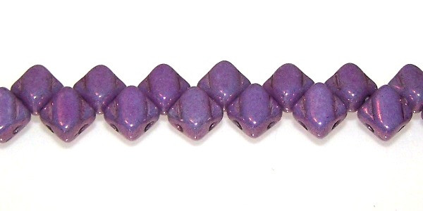 40 Czech Glass Silky 2-Hole 6mm Beads - Chalk Vega