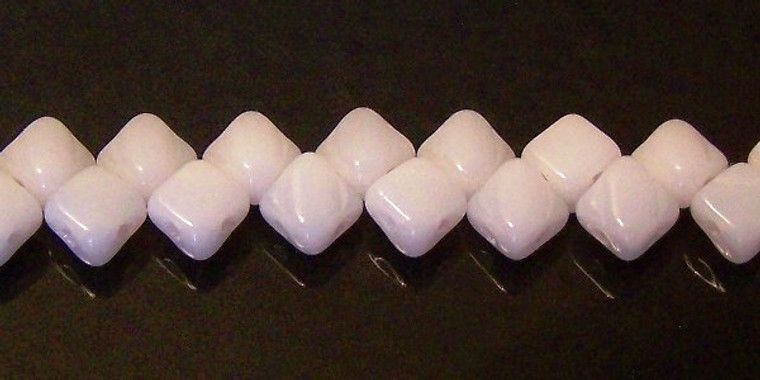 40 Czech Glass Silky 2-Hole 6mm Beads - Chalk White