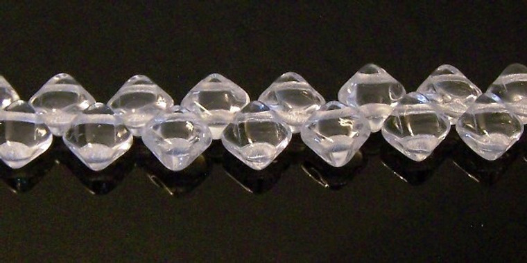 40 Czech Glass Silky 2-Hole 6mm Beads - Crystal