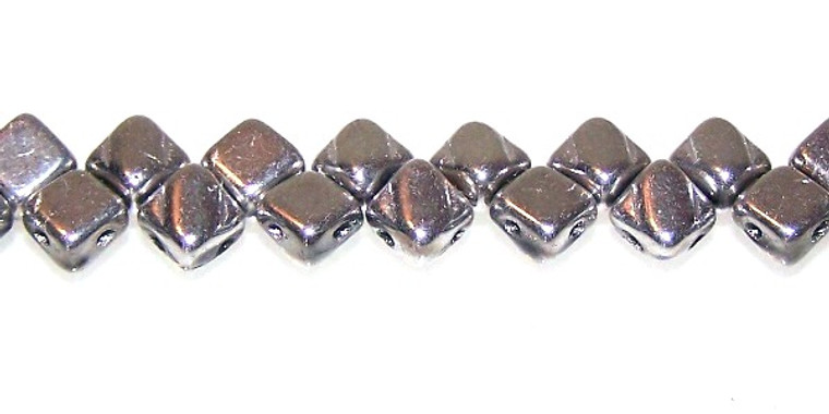 40 Czech Glass Silky 2-Hole 6mm Beads - Crystal Full Labrador