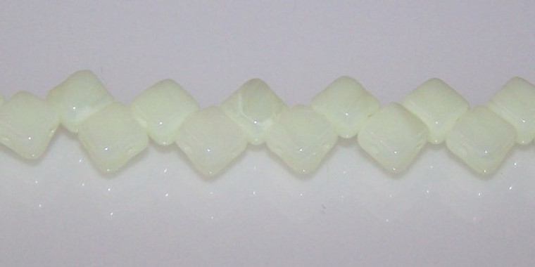 40 Czech Glass Silky 2-Hole 6mm Beads - Milky Jonquil