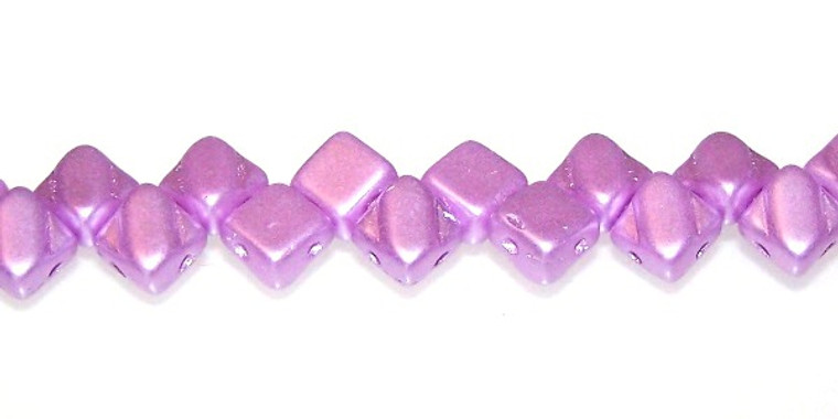 40 Czech Glass Silky 2-Hole 6mm Beads - Pastel Light Rose