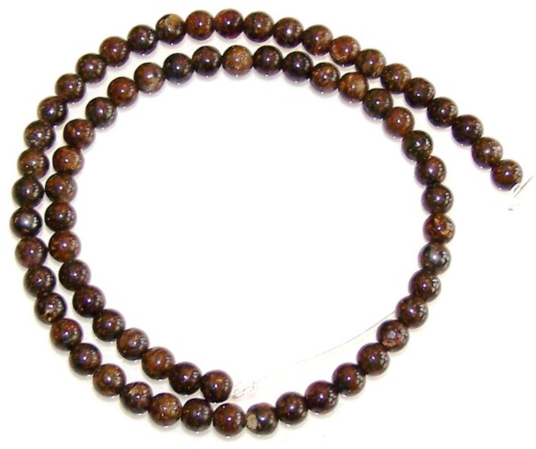 6mm Round Semiprecious Gemstone Beads - Bronzite
