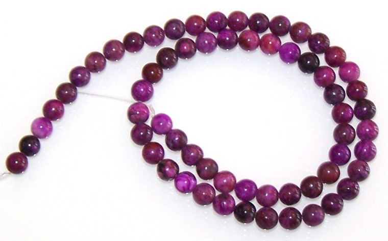 6mm Round Semiprecious Gemstone Beads - Purple Crazy Lace Agate