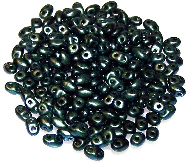 MiniDuo Czech Glass Beads - Polychrome Aqua Teal